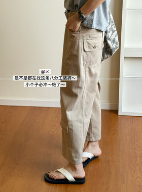 stetament原厂！复古美式全棉水洗口袋八分工装裤休闲裤女包邮