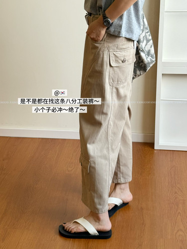 stetament原厂！复古美式全棉水洗口袋八分工装裤休闲裤女包邮