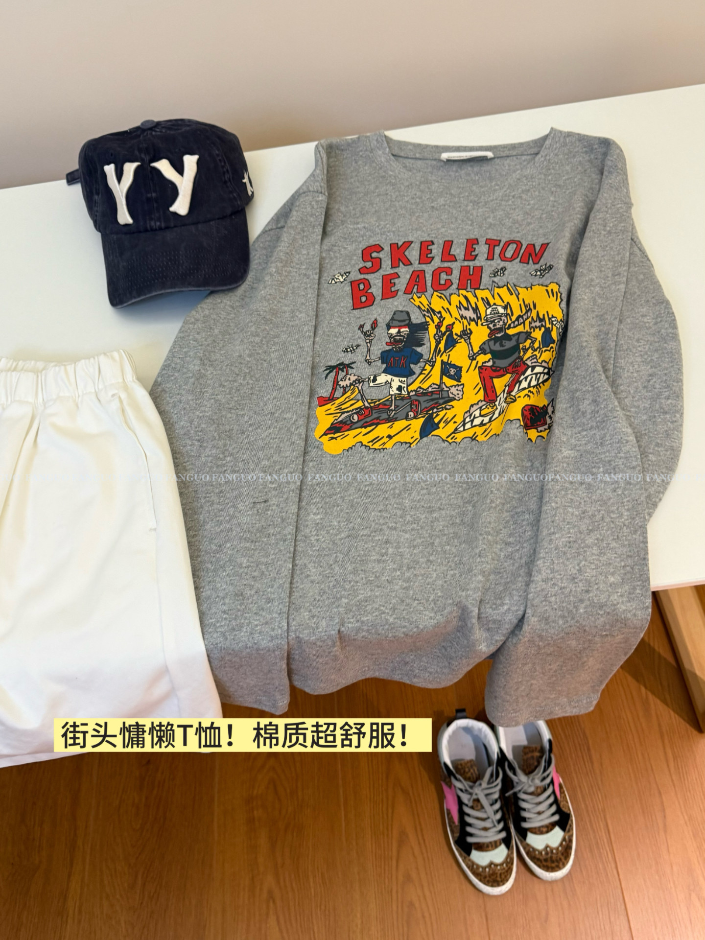 东大门 少年感～ 美式复古 动漫长袖全棉T恤女包邮图片