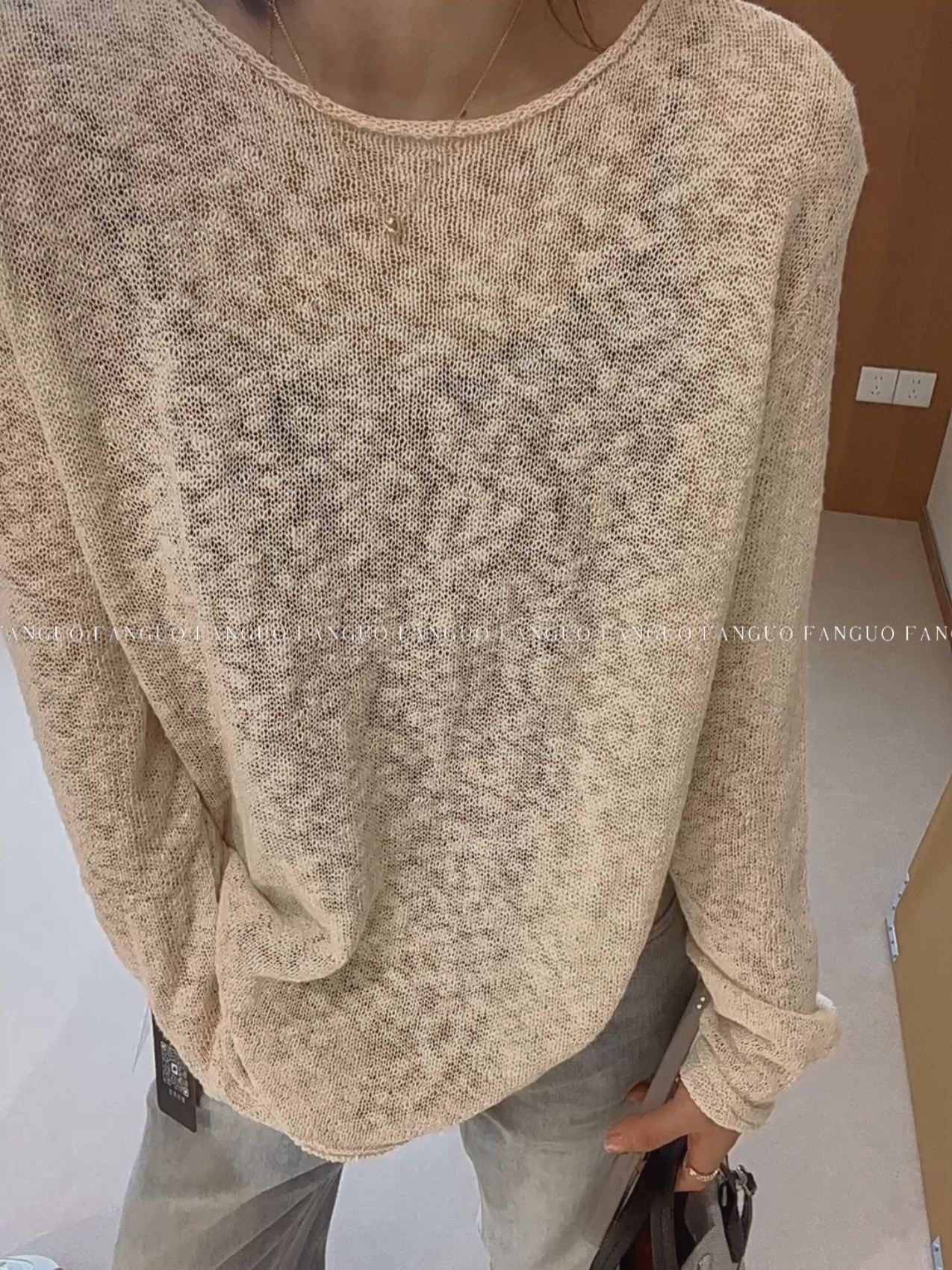 【老钱风松弛感】高级亚麻竹节棉纱线随意慵懒风休闲针织衫上衣女