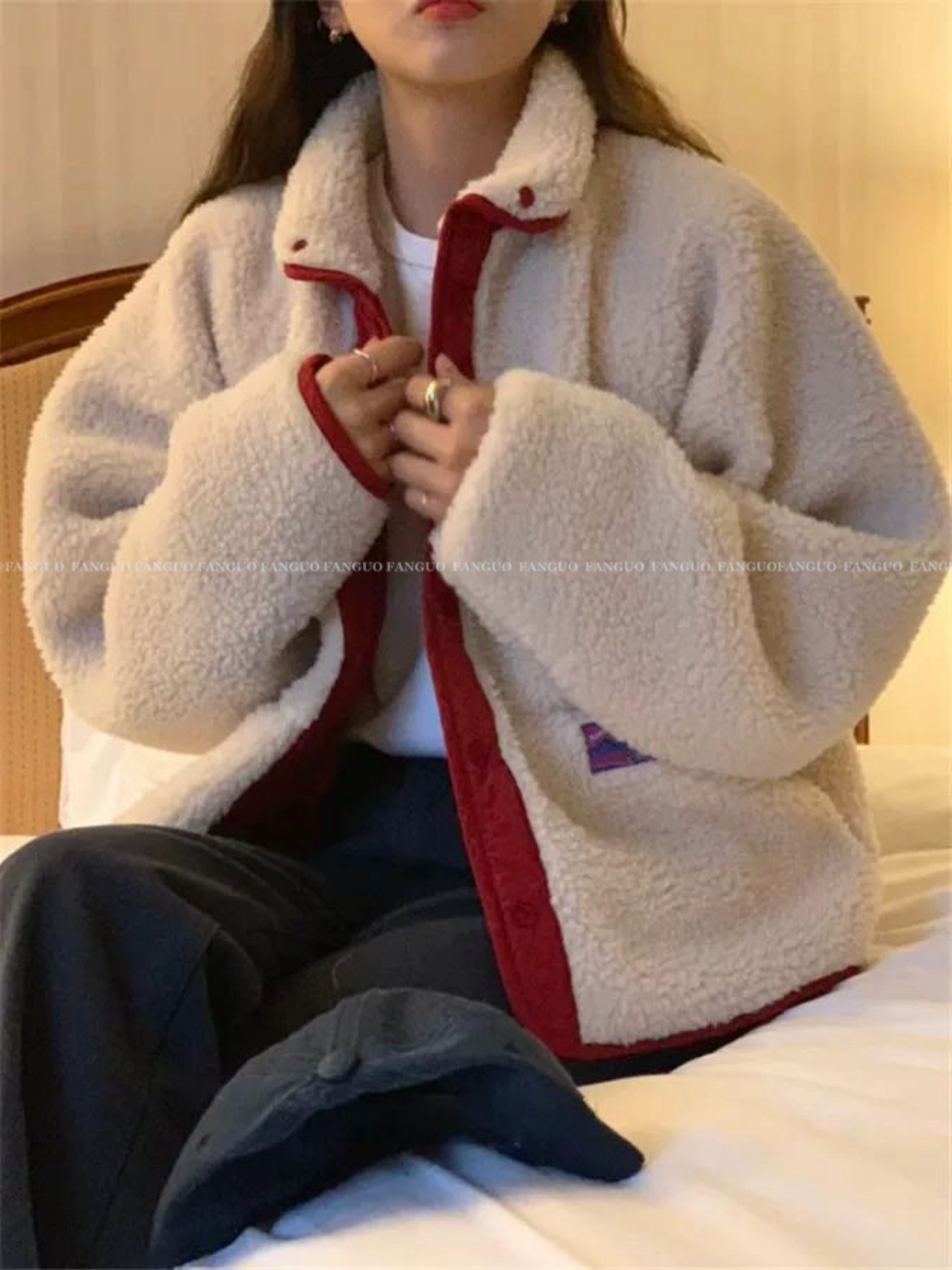 韩国订单 山脉小标～保暖洋气复古双面羊羔绒外套夹克女,女装/女士精品,棉衣/棉服,淘宝优惠券,粉丝福利购,淘宝优惠卷