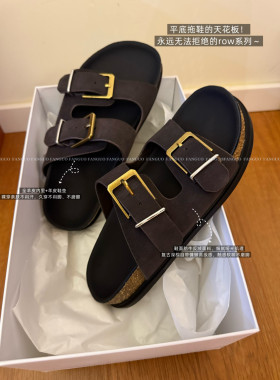 东莞1:1顶货！row风小牛反绒勃肯鞋 内里全羊皮做旧老钱二舅拖鞋