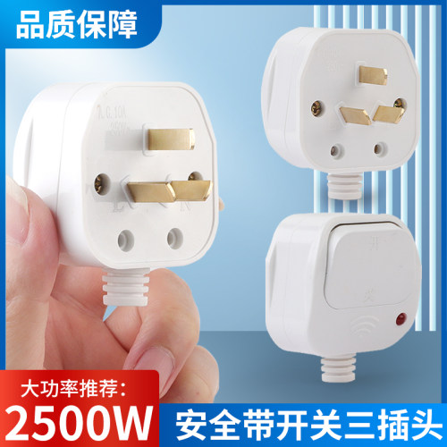 三插头带开关带指示灯自接线10A