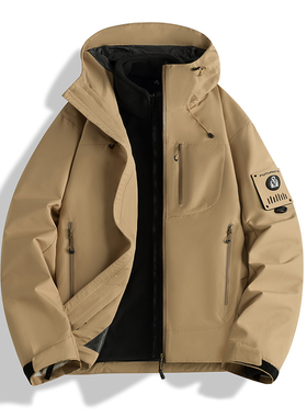 虹德齐秋冬情侣徽章登山服户外时尚防风防水运动冲锋衣外套25868