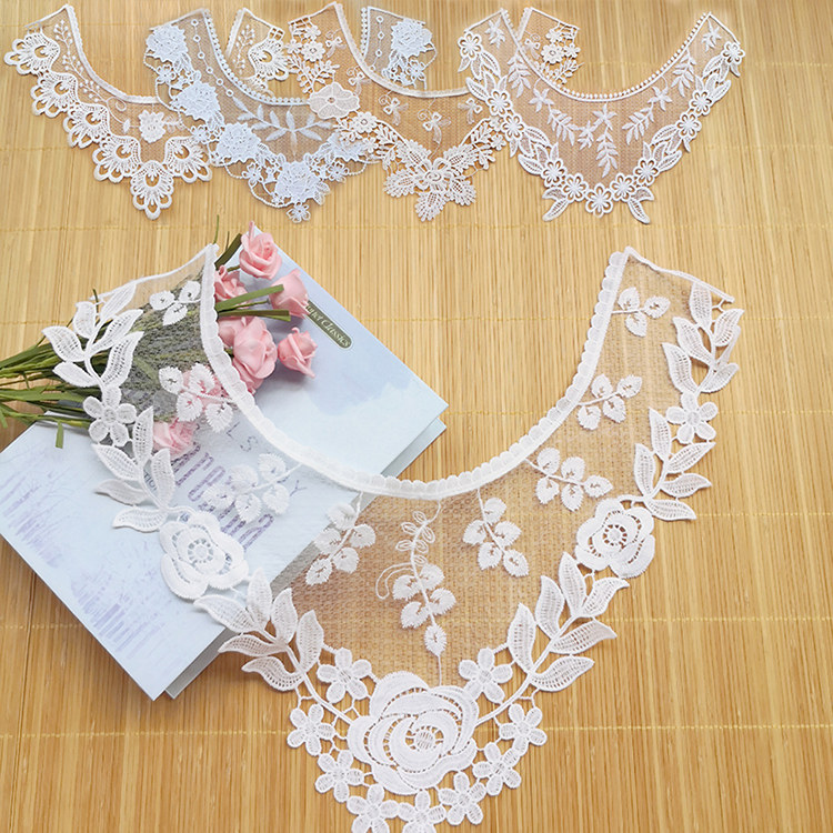 WHITE WATER-SOLUBLE MESH NECKLINE EMBROIDERY LACE ACCESSORIES  DIY CLOTHING HANDMADE FALSE COLLAR ACCESSORIES VERSATILE