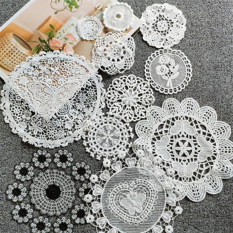 新款白圆形刺绣蕾丝花边diy服装手工辅料衣服补丁贴篮子配饰杯垫,居家布艺,花边,淘宝优惠券,粉丝福利购,淘宝优惠卷