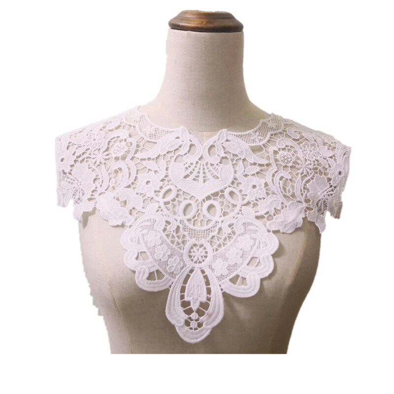 WHITE FALSE COLLAR U CLOTHING HANDMADE ACCESSORIES DIY ROUND NECK EMBROIDERY LACE NECKLINE ACCESSORIES BACK KOREAN V-NECK