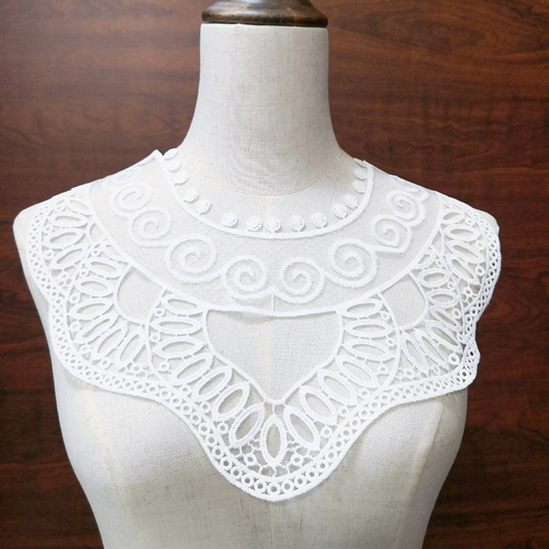 DIY CLOTHING HANDMADE ACCESSORIES COLLAR ACCESSORIES WHITE WATER-SOLUBLE EMBROIDERY LACE NECKLINE MESH FAUX COLLAR CUTOUTS