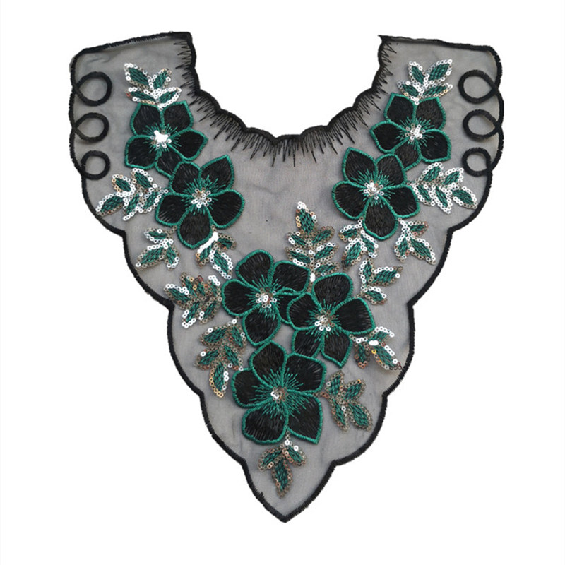 NECKLINE LACE EMBROIDERY COLLAR SEQUIN EMBROIDERY DIY GARMENTS HANDMADE ACCESSORIES RED MESH GREEN FALSE COLLAR