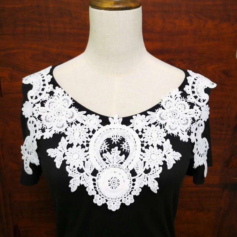 WHITE FALSE COLLAR U CLOTHING HANDMADE ACCESSORIES DIY ROUND NECK EMBROIDERY LACE NECKLINE ACCESSORIES BACK KOREAN V-NECK