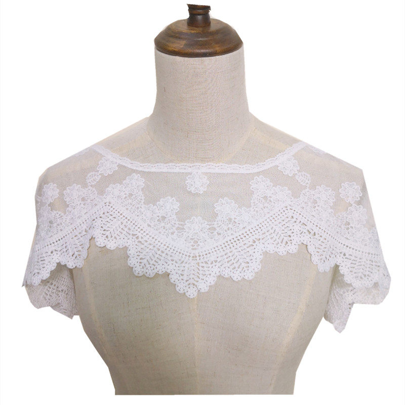 LACE EMBROIDERY FAKE COLLAR SHAWL LACE DIY GARMENTS HANDMADE ACCESSORIES LARGE LAPELS WHITE FOLIO COLLARS V-NECK
