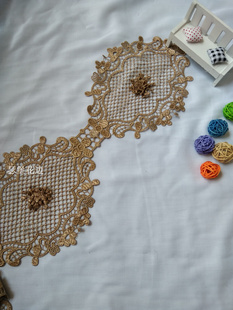 浅咖啡色金线花边立体diy服装 手工辅料水溶刺绣蕾丝布贴补丁贴