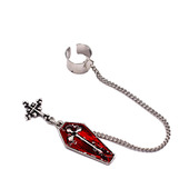 欧美时尚 饰品哥特古银色红色滴油十字架棺材耳钉耳环耳骨单支08