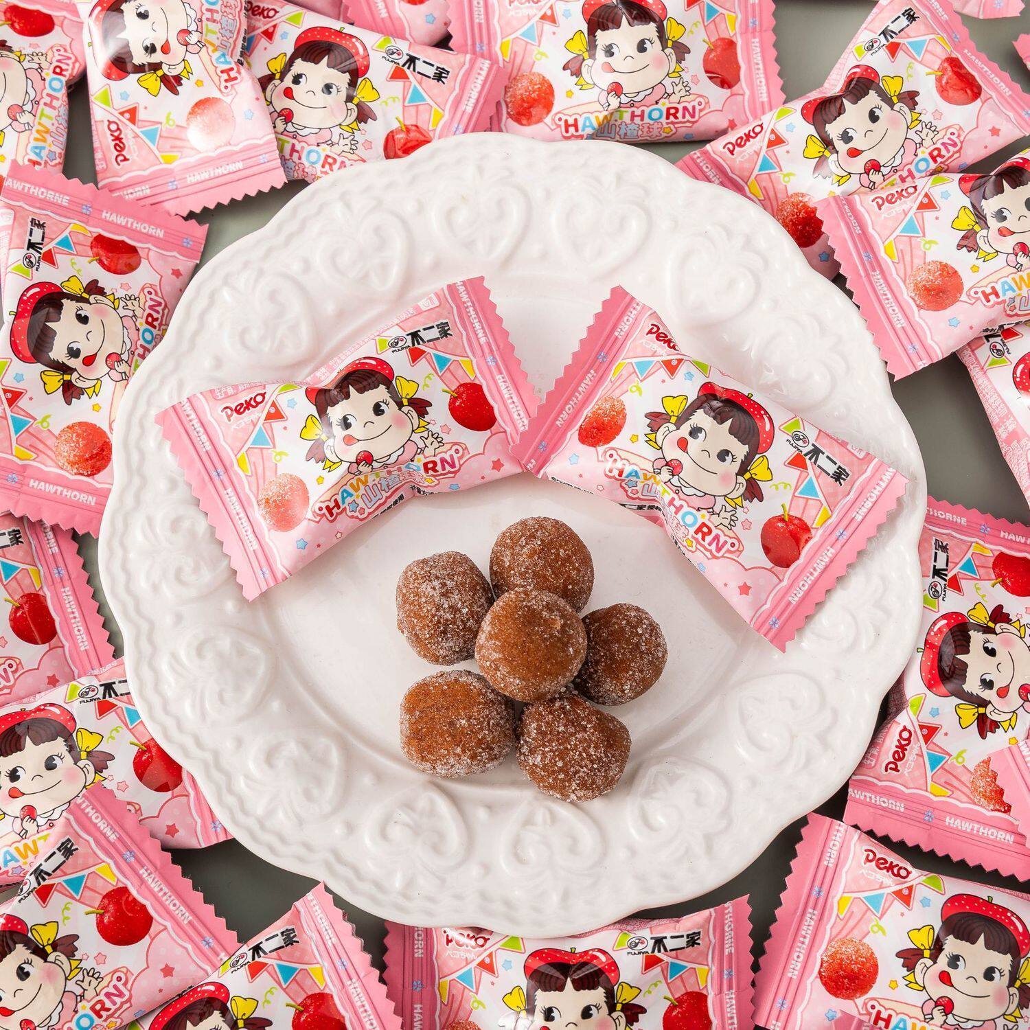 不二家山楂球卡通可爱糖果散装国产休闲零食婚庆喜糖批发