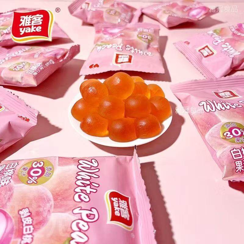 雅客剥皮软糖白桃荔枝葡萄散装