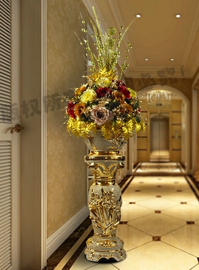 豪华落地大花瓶套装彷真花艺插花欧式现代家居客厅插花装饰摆饰