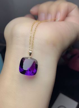 厂家 925银镶嵌紫水晶吊坠搭配18k金扣头首饰饰品