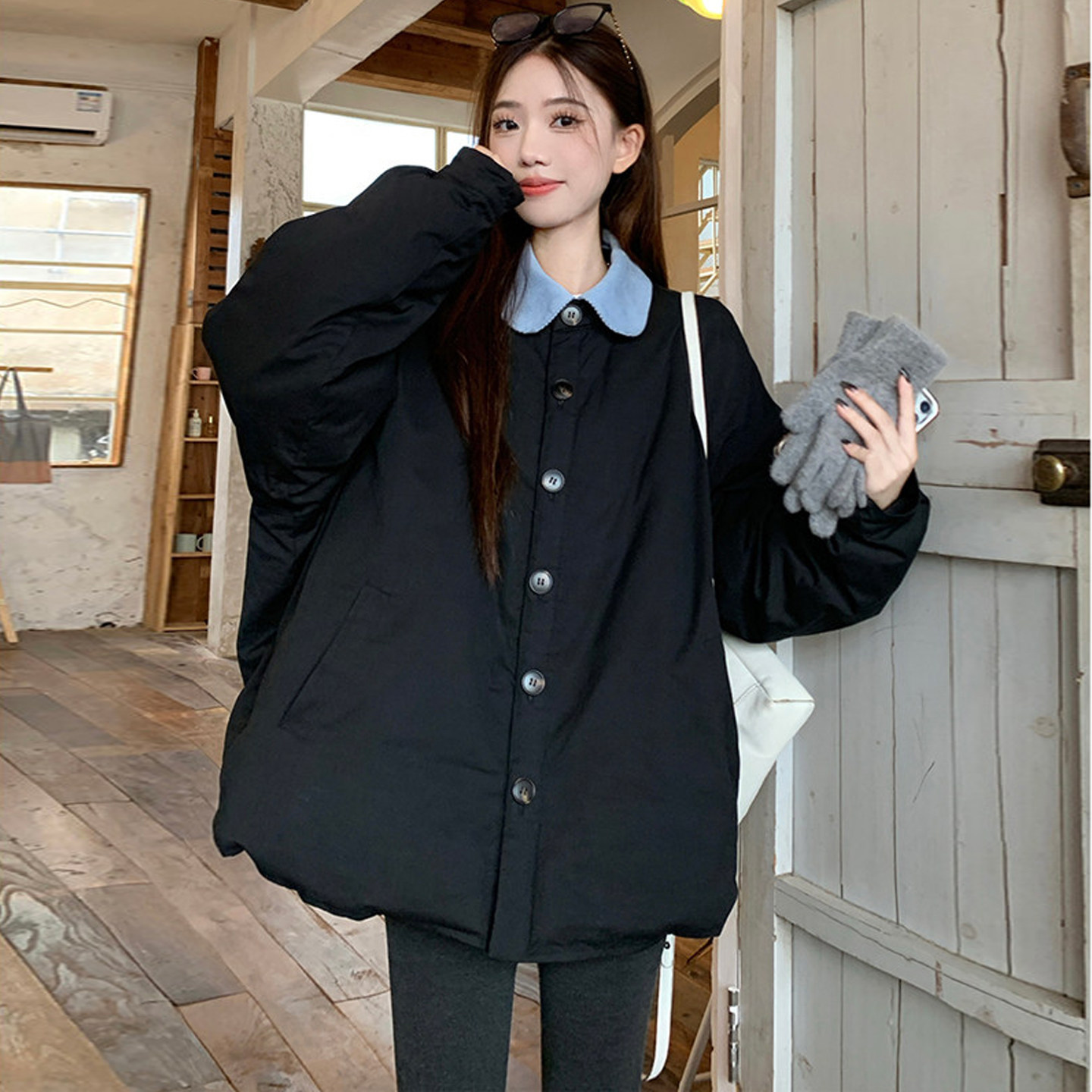 大码女装2025冬新款胖mm韩版宽松撞色翻领中长款百搭棉衣棉服外套,女装/女士精品,常规大码外套,淘宝优惠券,粉丝福利购,淘宝优惠卷