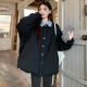 女装 2025冬新款 胖mm韩版 大码 宽松撞色翻领中长款 百搭棉衣棉服外套