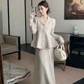 大码 小香风气质收腰显瘦针织毛衣半身裙套装 女装 2025早秋胖mm法式
