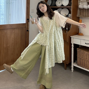 不规则蝴蝶蕾丝罩衫 裙 裙裤 大码 套装 2025胖mm花边T恤 时尚 潮 女装