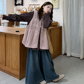 新款 女装 大码 针织马甲 2025秋季 圆领百搭衬衫 套装 胖mm韩版 牛仔裤