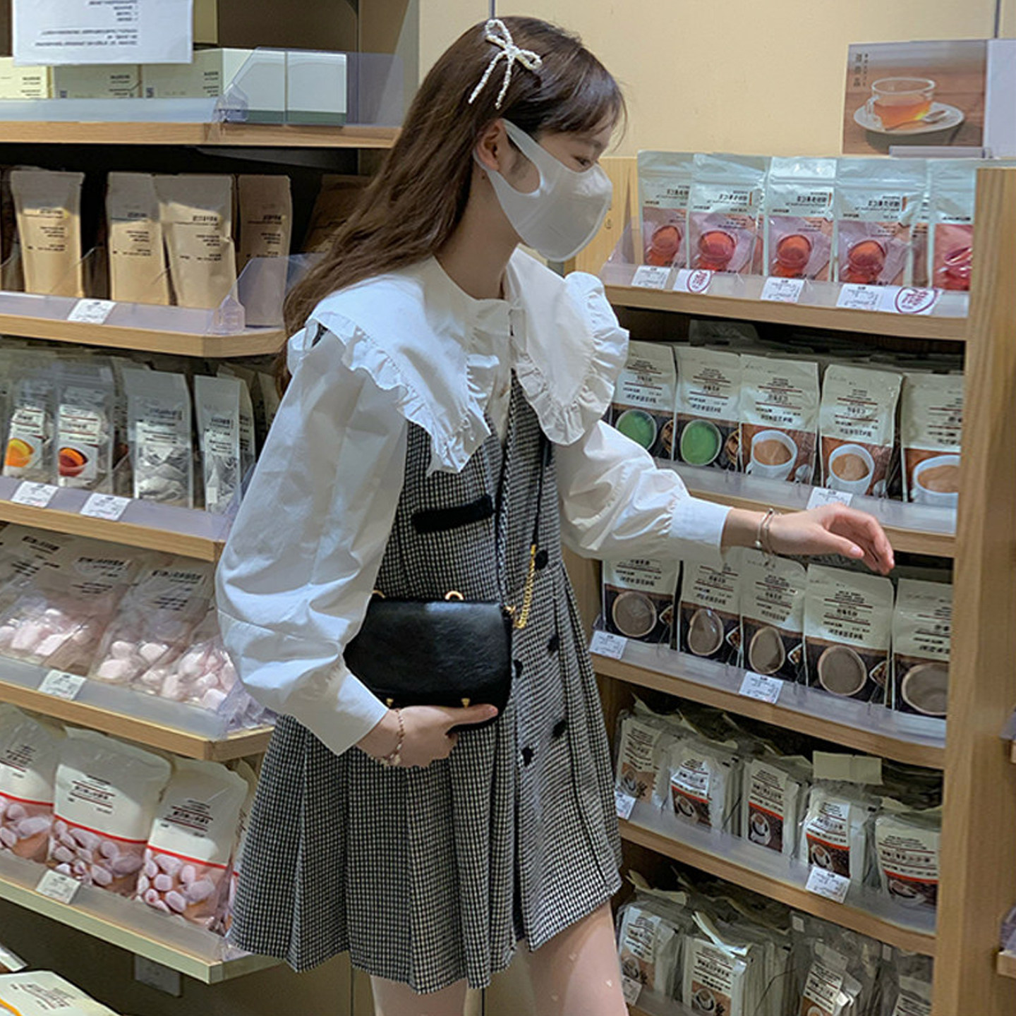 大码女装2025秋季胖mm时尚套装娃娃领衬衫+格纹百褶背心裙背带裙,女装/女士精品,大码套装,淘宝优惠券,粉丝福利购,淘宝优惠卷