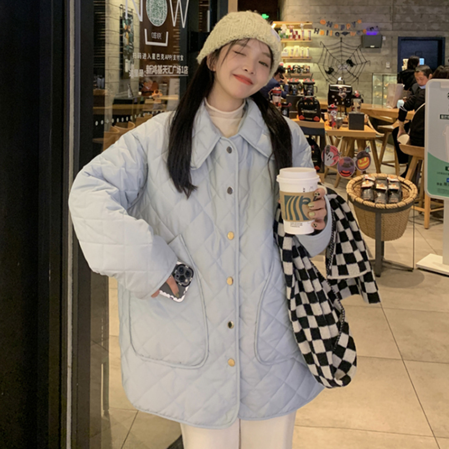 大码女装2025冬季韩版港风微胖mm宽松显瘦减龄菱格保暖棉服外套,女装/女士精品,大码棉服,淘宝优惠券,粉丝福利购,淘宝优惠卷