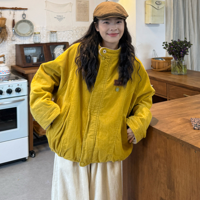 冬立领复合羊羔毛灯芯绒加厚外套