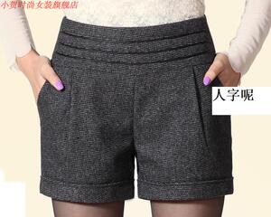 清仓换季春秋冬韩版毛呢短裤显瘦女后松紧腰收腰显瘦短裤秋冬冬季
