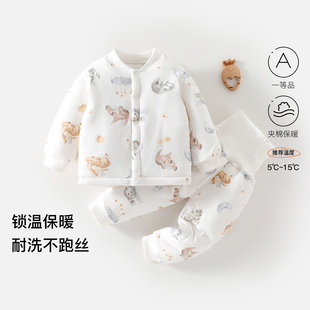 婴幼儿150克夹棉加厚分体秋冬衣服外出家居宝宝对门家居服套装
