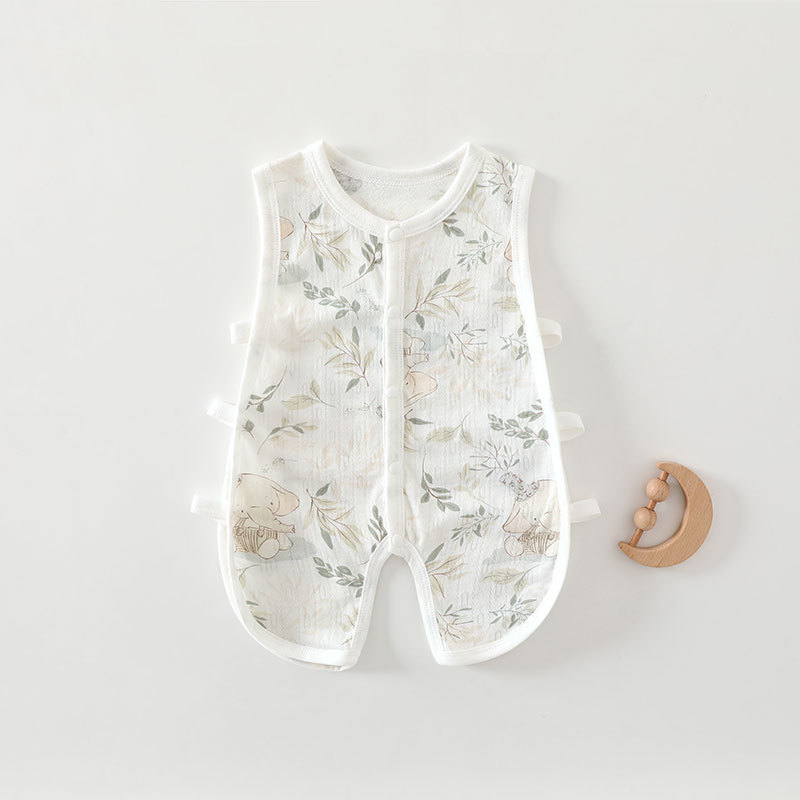 新生婴儿琵琶衣夏季薄款空调服防踢被睡袋护肚宝宝竹纤维连体衣