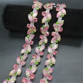 1.8cm宽闪亮粉马眼水钻花链手缝抓钻链 DIY衣领链条鞋 帽饰品配件