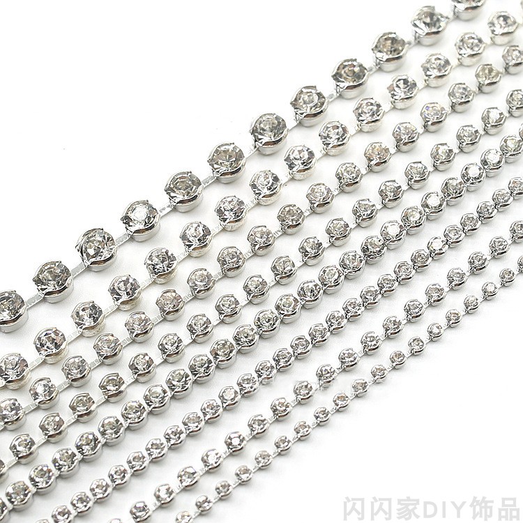 新品圆爪水钻链 手缝钻链diy密集防勾丝衣领链配件女士服装饰辅料