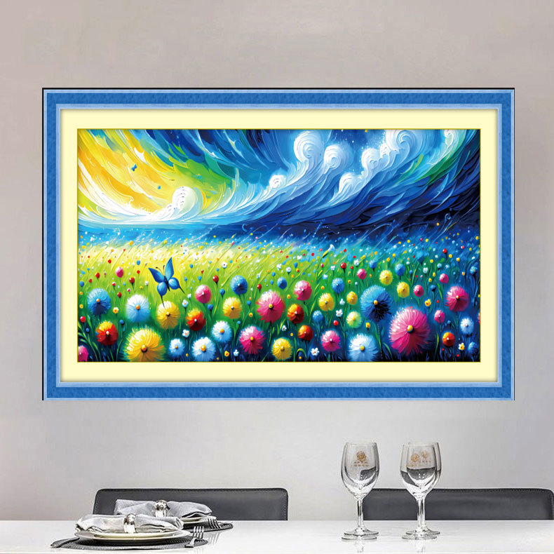 蒙娜丽莎十字绣2025新款蝶舞春风客厅风景画满绣大幅手工自己线绣