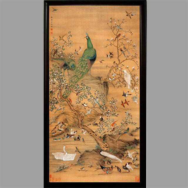 【金丝布】百鸟朝凤图 十字绣大格85*170厘米