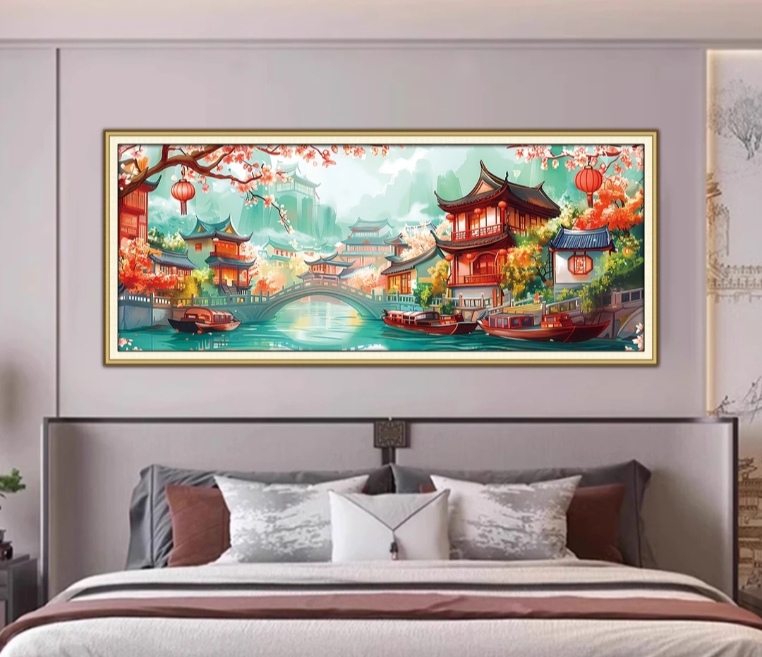 【金丝布】江南古韵十字绣大格230x90厘米满绣75种绣线