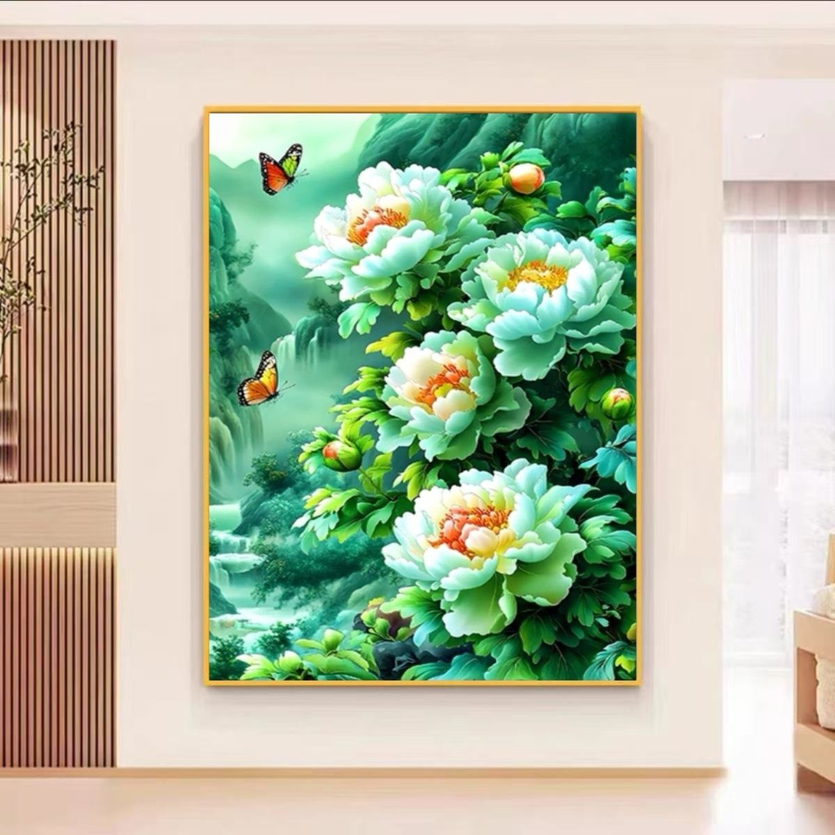 蝶戏牡丹2025新款十字绣大格满绣手工绣60*80cm