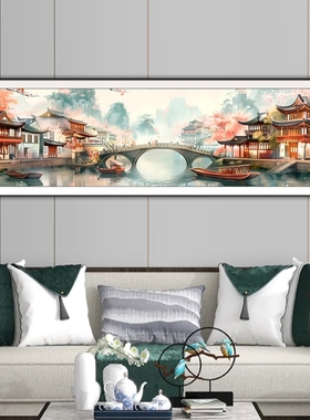 【新疆长绒棉绣布】桨声灯影十字绣大格235x55厘米满绣63种绣线