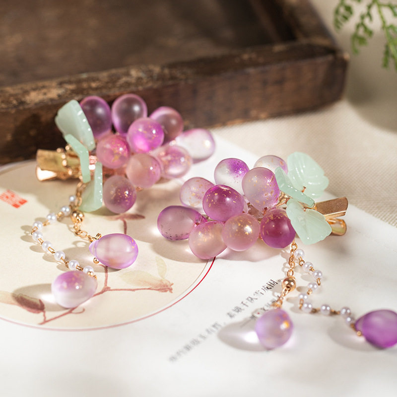 甜美紫色葡萄清新水果发夹国风仙气新中式发饰流苏古风汉服头饰,模玩/动漫/周边/娃圈三坑/桌游,古风/国风配饰,淘宝优惠券,粉丝福利购,淘宝优惠卷