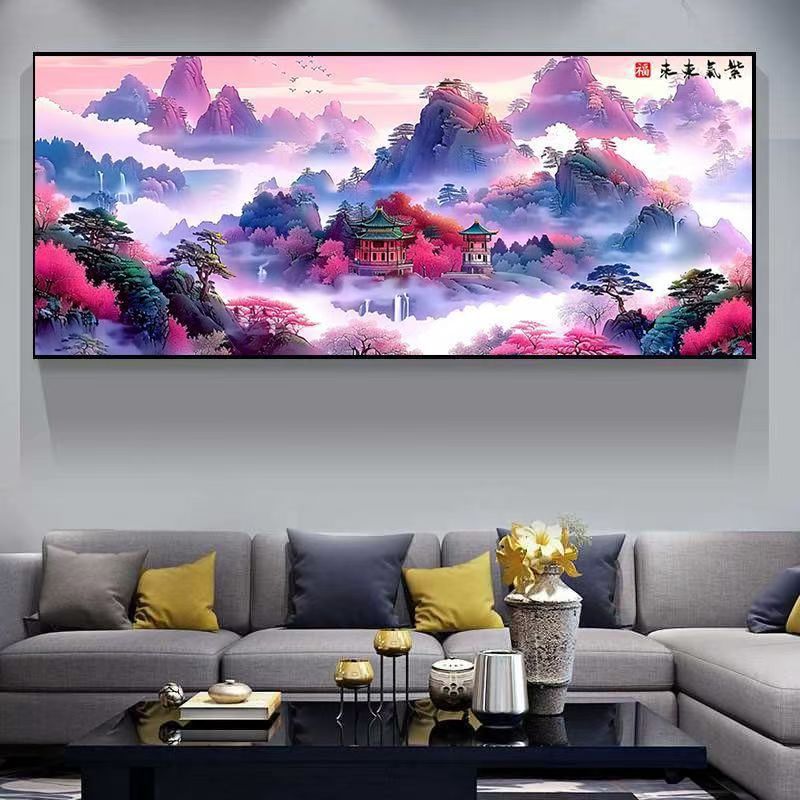 蒙娜丽莎皇室十字绣 紫气东来新版 国风手工线绣45色满绣无勾边