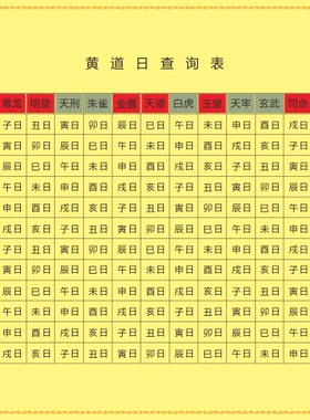 黄道日速查表易经国学文化用品