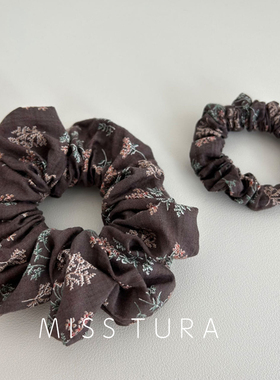 Miss Tura韩国进口棉布布艺碎花扎马尾大肠发圈复古丸子头发圈
