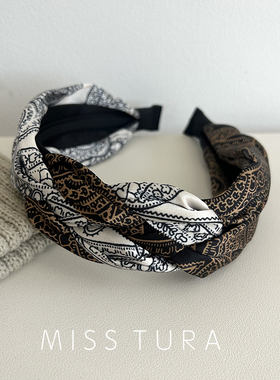 Miss Tura韩国进口复古文艺麻花辫宽边发箍舒适百搭显高颅顶头箍