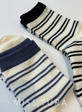 Miss Tura韩国进口条纹舒适女袜居家外出百搭棉袜