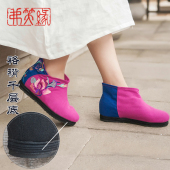加绒民族风女鞋 千层底布鞋 老北京布鞋 绣花鞋 女2021新款 短靴女冬季