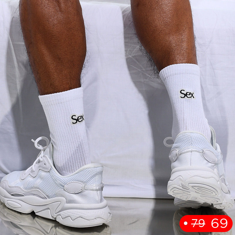 sockkon 男士高筒黑白色夜光刺绣sex手工缝头运动毛巾底棉四季袜,运动包/户外包/配件,运动袜,淘宝优惠券,粉丝福利购,淘宝优惠卷