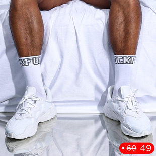 FU性感莱卡纤维运动健身四季 黑白色长高筒薄款 棉袜子 男士 sockkon