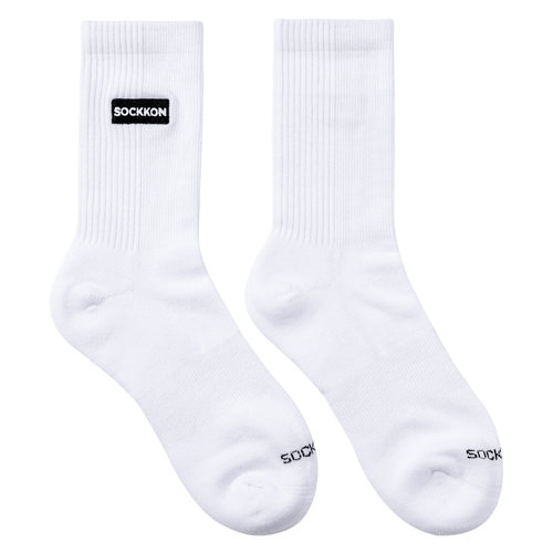 SOCKKON 男士高通精梳棉刺绣logo毛巾底袜子168n黑白纯色素色袜子