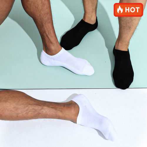 sockkon男黑白色运动毛圈底袜子